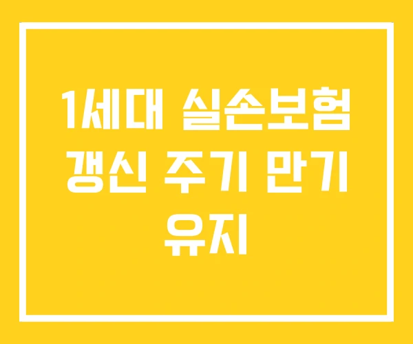 1세대 실손보험 갱신 주기 만기 유지