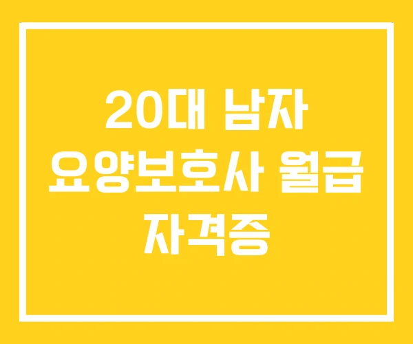 20대 남자 요양보호사 월급 자격증