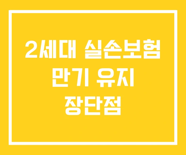 2세대 실손보험 만기 유지 장단점 2세대 실손보험 만기 유지 장단점