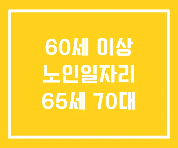 60세 이상 노인일자리 65세 70대