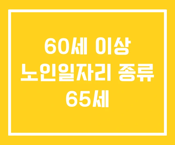 60세 이상 노인일자리 종류 65세