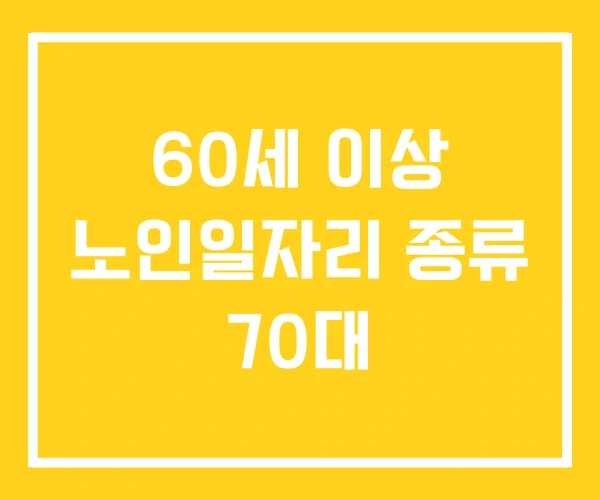 60세 이상 노인일자리 종류 70대
