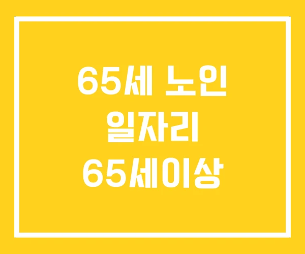 65세 노인 일자리 65세이상