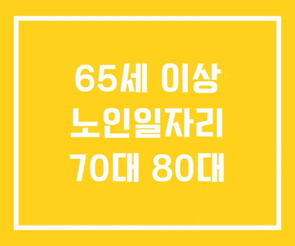 65세 이상 노인일자리 70대 80대