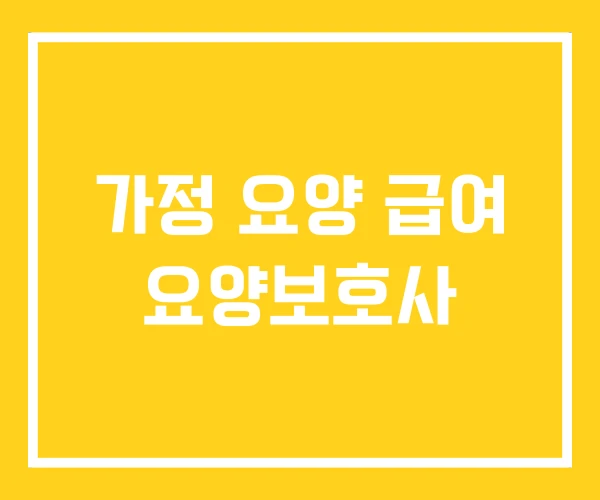 가정 요양 급여 요양보호사 가정 요양 급여 요양보호사