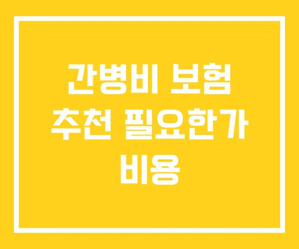 간병비 보험 추천 필요한가 비용