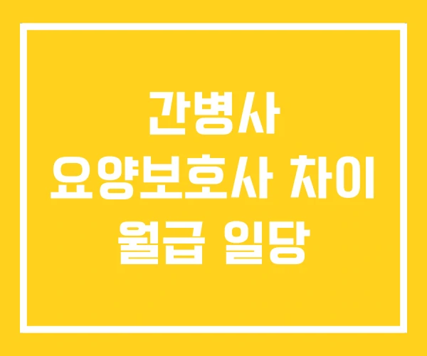 간병사 요양보호사 차이 월급 일당
