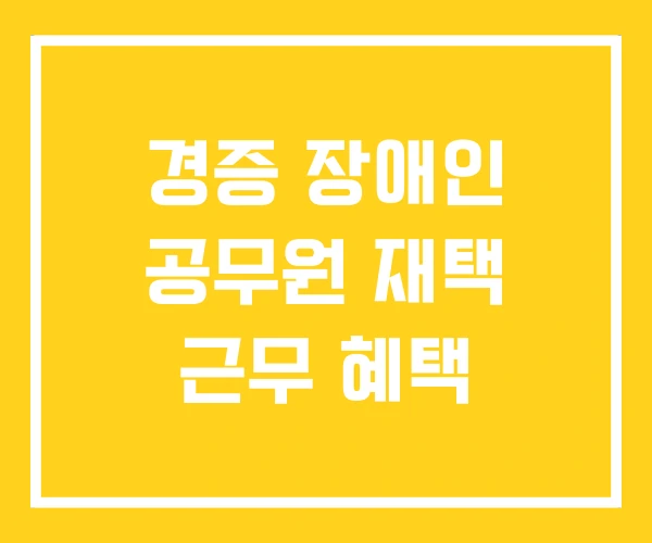 경증 장애인 공무원 재택 근무 혜택 경증 장애인 공무원 재택 근무 혜택