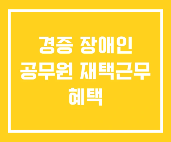 경증 장애인 공무원 재택근무 혜택 경증 장애인 공무원 재택근무 혜택