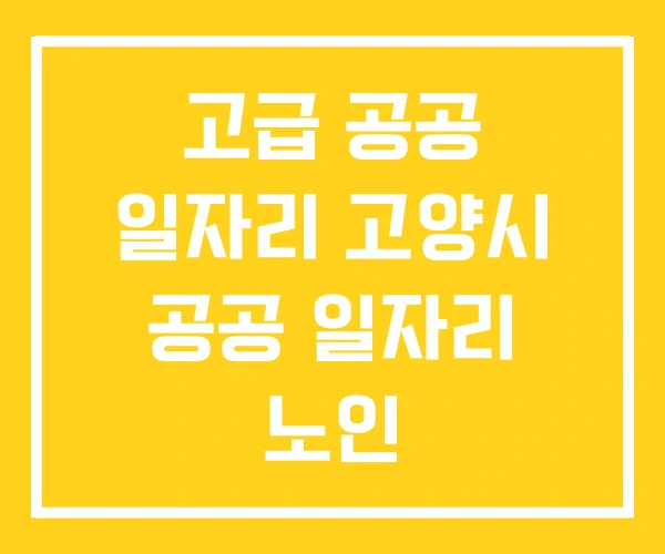 고급 공공 일자리 고양시 공공 일자리 노인