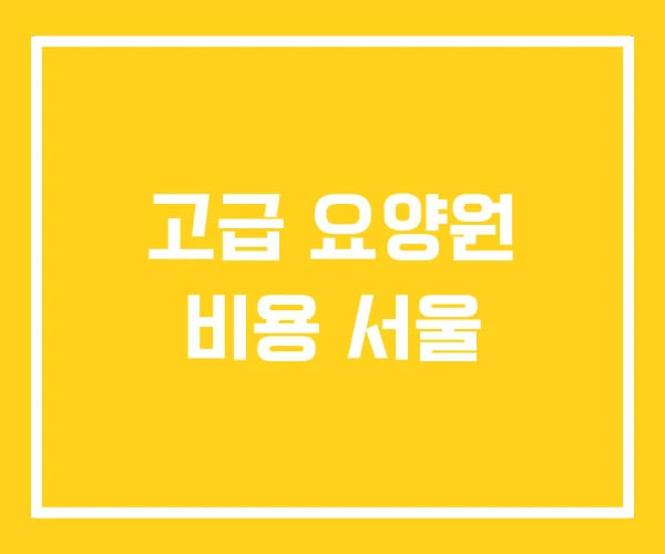 고급 요양원 비용 서울