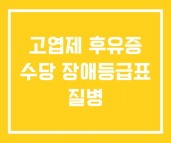 고엽제 후유증 수당 장애등급표 질병