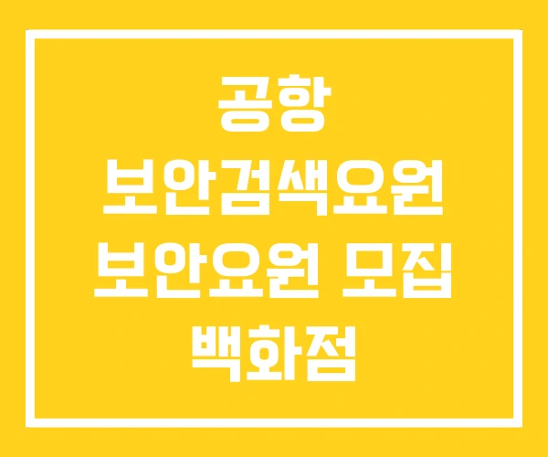 공항 보안검색요원 보안요원 모집 백화점 공항 보안검색요원 보안요원 모집 백화점