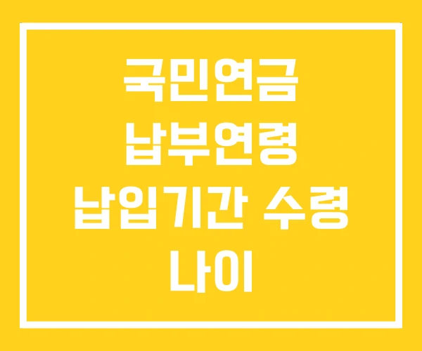 국민연금 납부연령 납입기간 수령 나이 국민연금 납부연령 납입기간 수령 나이