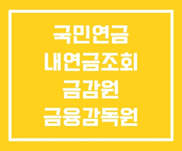 국민연금 내연금조회 금감원 금융감독원 국민연금 내연금조회 금감원 금융감독원