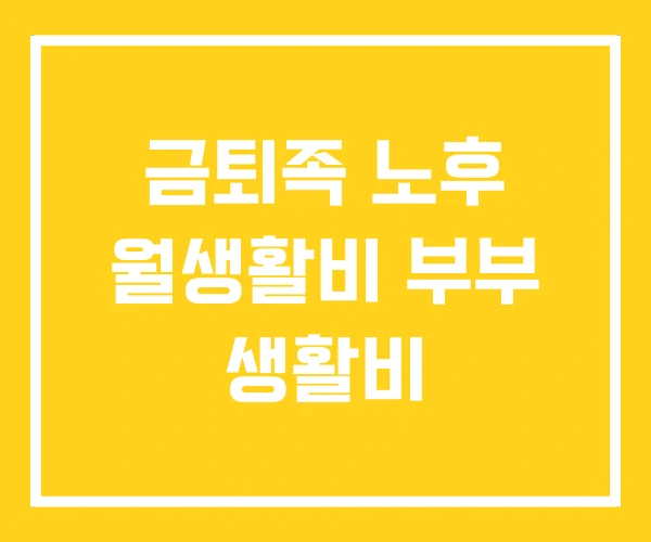 금퇴족 노후 월생활비 부부 생활비