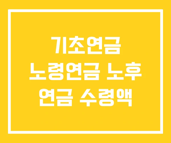 기초연금 노령연금 노후 연금 수령액