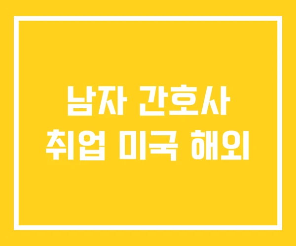 남자 간호사 취업 미국 해외