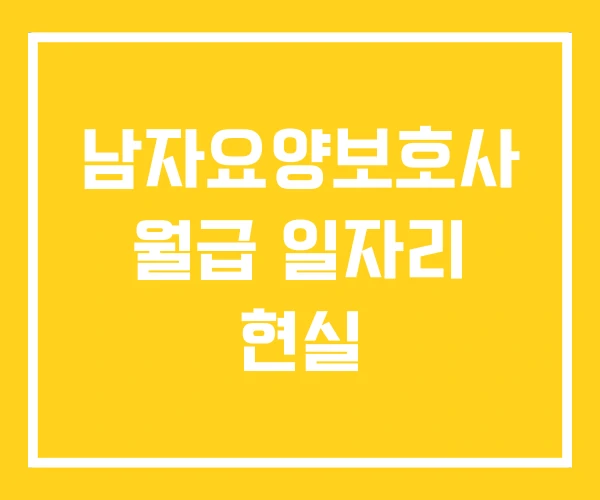 남자요양보호사 월급 일자리 현실 남자요양보호사 월급 일자리 현실