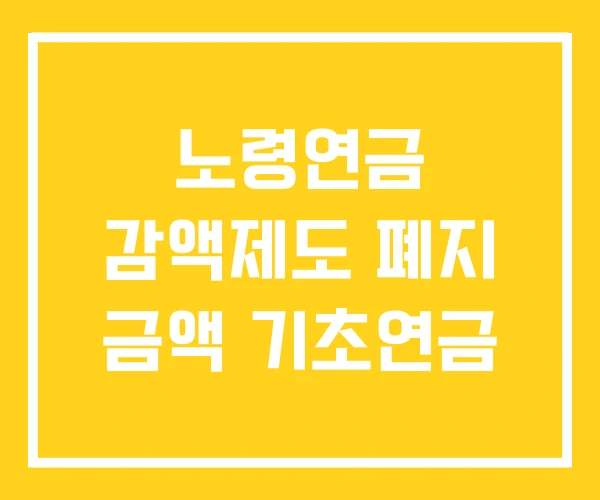 노령연금 감액제도 폐지 금액 기초연금