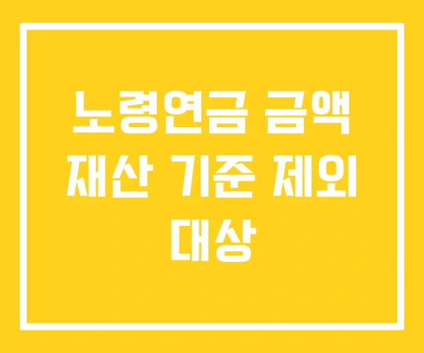 노령연금 금액 재산 기준 제외 대상 노령연금 금액 재산 기준 제외 대상