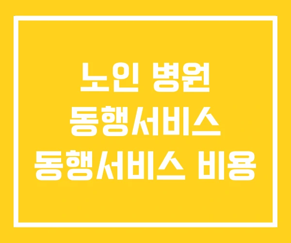 노인 병원 동행서비스 동행서비스 비용