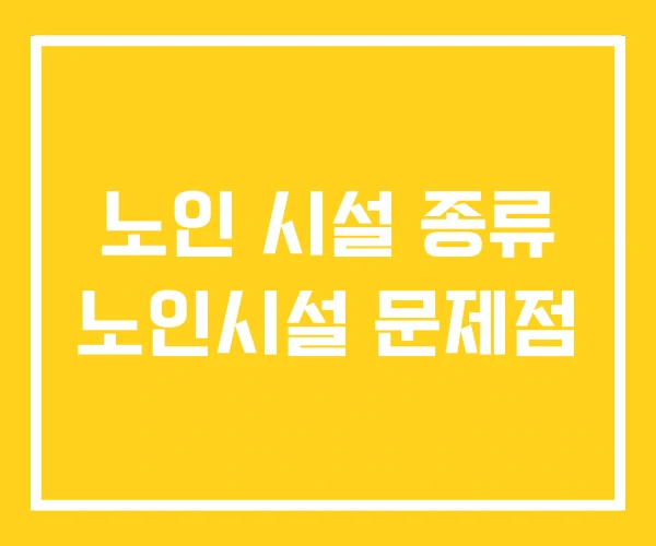 노인 시설 종류 노인시설 문제점