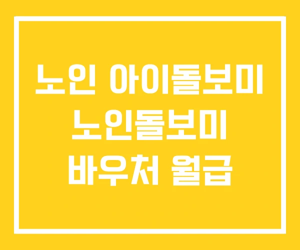 노인 아이돌보미 노인돌보미 바우처 월급