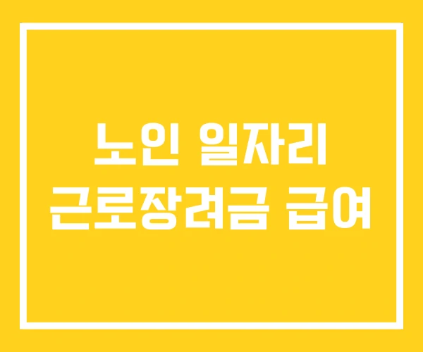 노인 일자리 근로장려금 급여