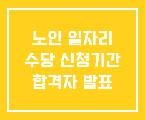 노인 일자리 수당 신청기간 합격자 발표 노인 일자리 수당 신청기간 합격자 발표