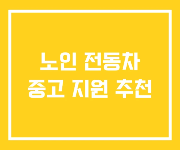 노인 전동차 중고 지원 추천