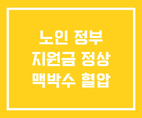 노인 정부 지원금 정상 맥박수 혈압