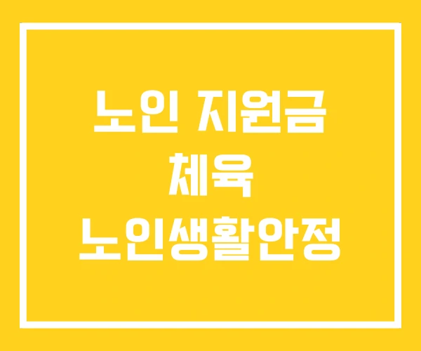 노인 지원금 체육 노인생활안정