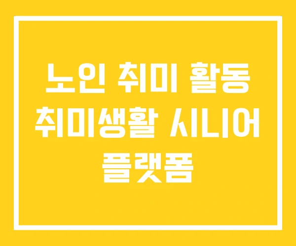 노인 취미 활동 취미생활 시니어 플랫폼 노인 취미 활동 취미생활 시니어 플랫폼