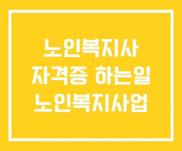 노인복지사 자격증 하는일 노인복지사업