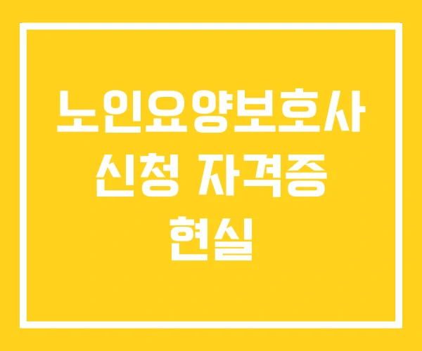 노인요양보호사 신청 자격증 현실