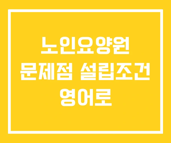노인요양원 문제점 설립조건 영어로