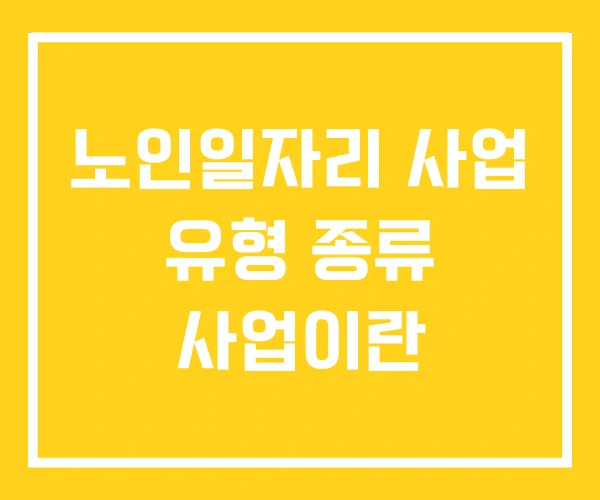 노인일자리 사업 유형 종류 사업이란