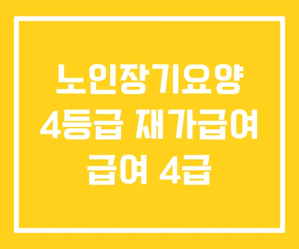 노인장기요양 4등급 재가급여 급여 4급 노인장기요양 4등급 재가급여 급여 4급