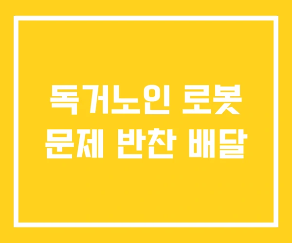 독거노인 로봇 문제 반찬 배달