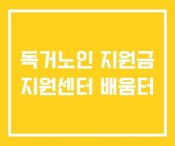 독거노인 지원금 지원센터 배움터