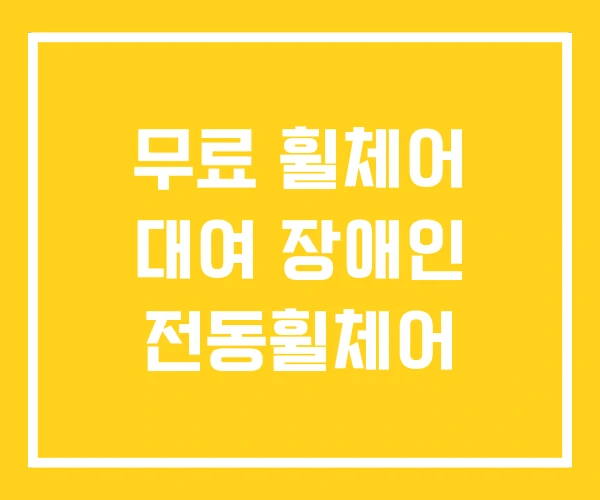 무료 휠체어 대여 장애인 전동휠체어