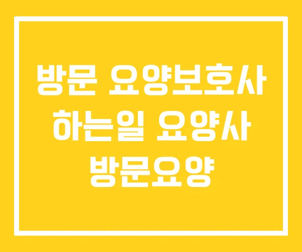 방문 요양보호사 하는일 요양사 방문요양
