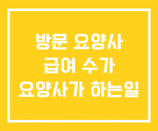 방문 요양사 급여 수가 요양사가 하는일