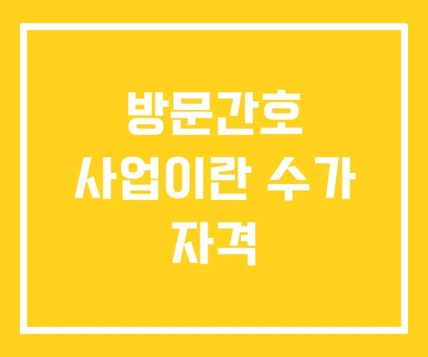 방문간호 사업이란 수가 자격 방문간호 사업이란 수가 자격