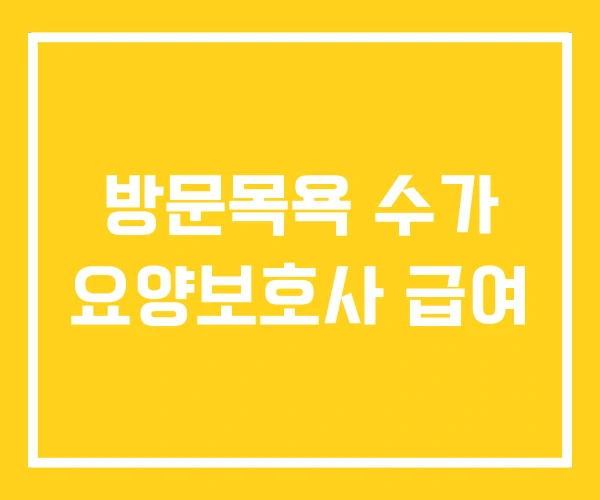 방문목욕 수가 요양보호사 급여