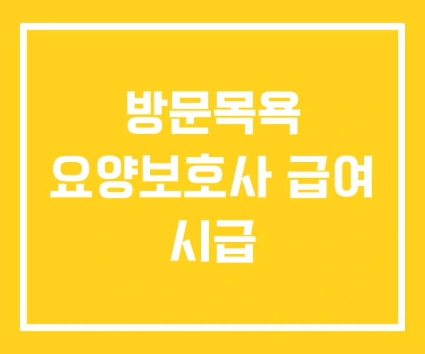 방문목욕 요양보호사 급여 시급 방문목욕 요양보호사 급여 시급