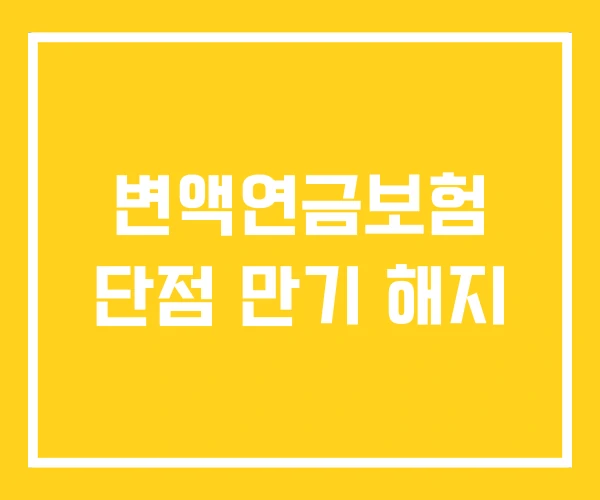 변액연금보험 단점 만기 해지 변액연금보험 단점 만기 해지