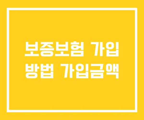 보증보험 가입 방법 가입금액 보증보험 가입 방법 가입금액