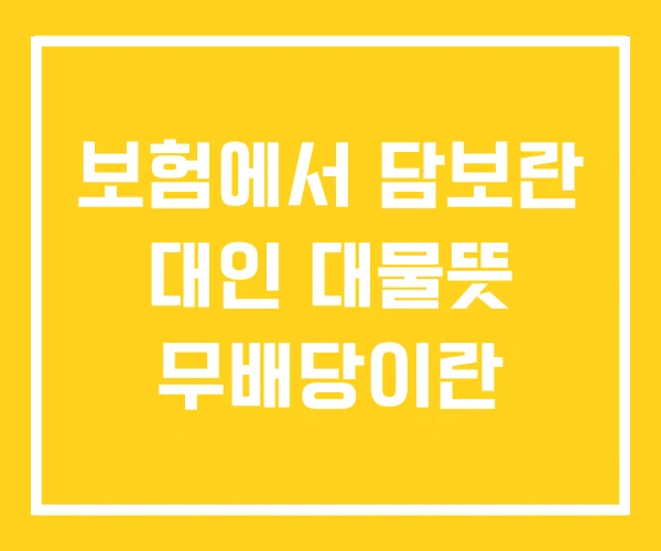 보험에서 담보란 대인 대물뜻 무배당이란